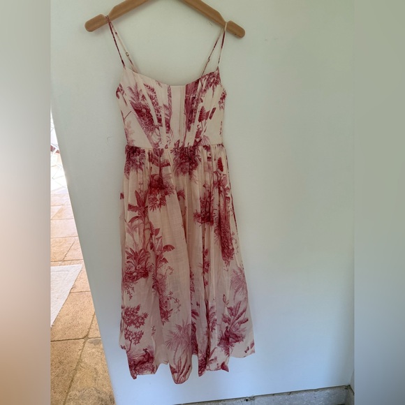 NWT ZIMMERMANN Pink Palm Waverly Corset Midi Dress Size OP - Picture 2 of 14